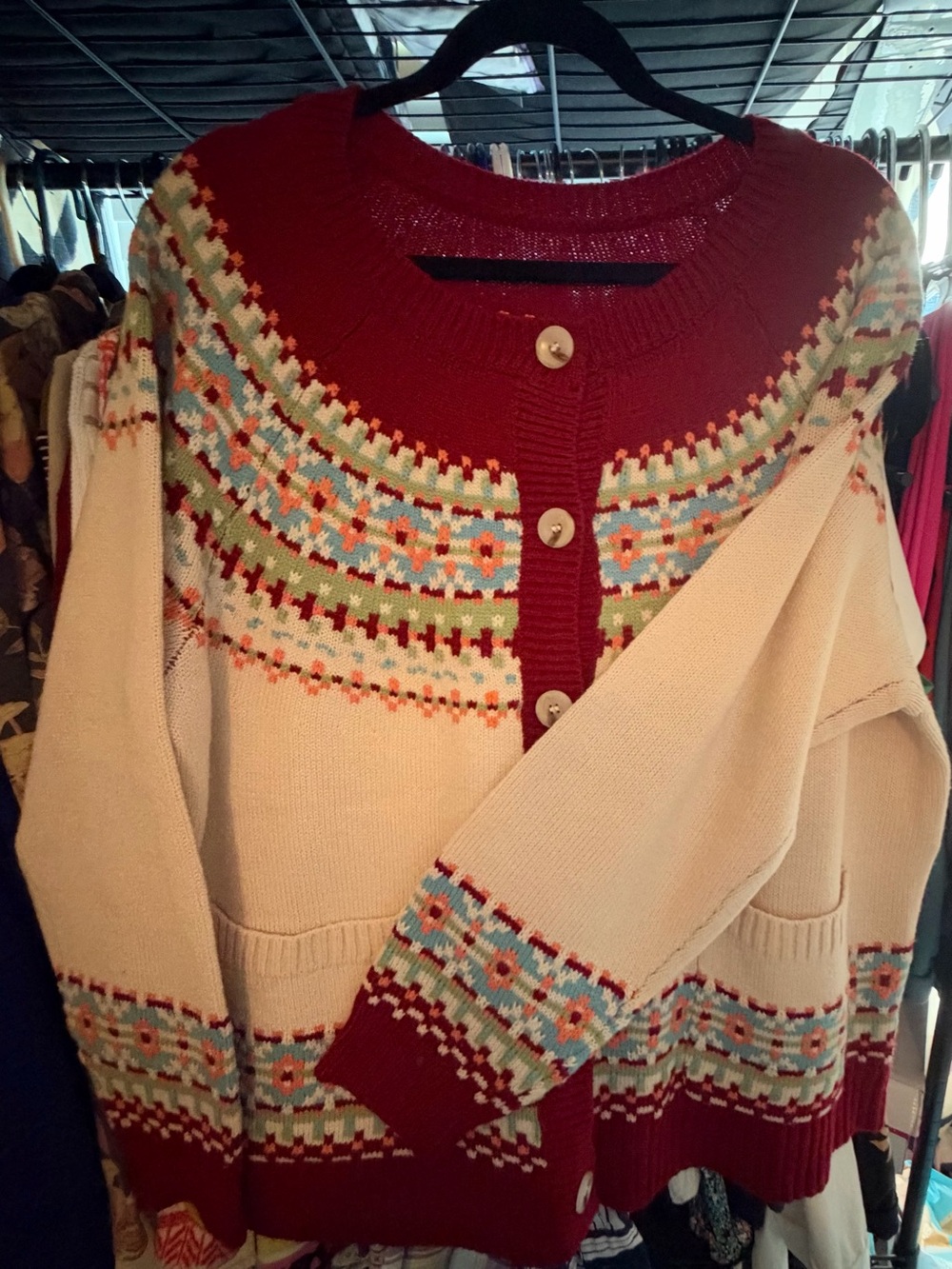 Bloomchic Fair Isle Button-Up Sweater Cardigan